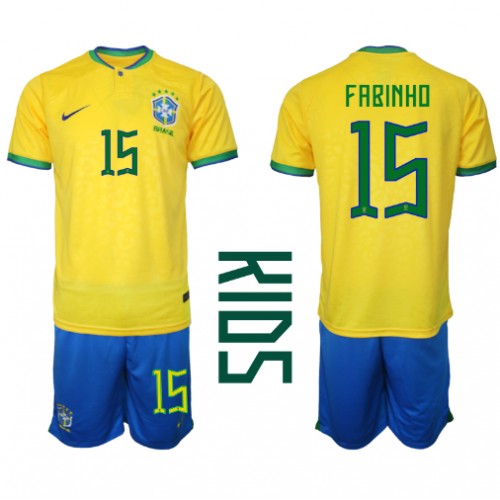 Brazil Fabinho #15 Domaci Dres za djecu SP 2022 Kratak Rukav (+ Kratke hlače)